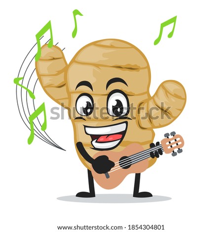 vector illustration of ginger mascot or character playing guitar