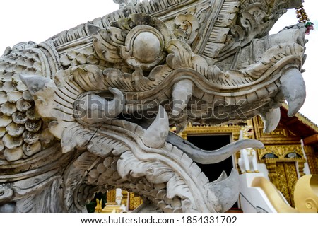 golden dragon statue in thai temple, beautiful photo digital picture