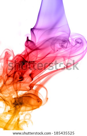 Colorful smoke waterfall on white background Royalty-Free Stock Photo #185435525