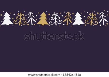 Christmas trees on background with copyspace. Xmas decoration. Vector