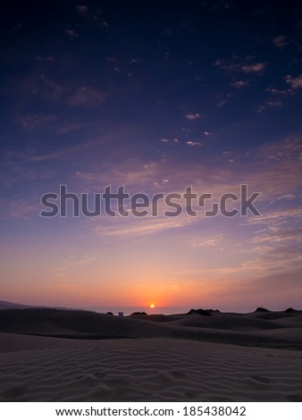 twilight in the dunes of Maspalomas at Gran Canaria