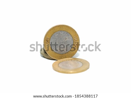 10 indian rupees coin isolated on white background