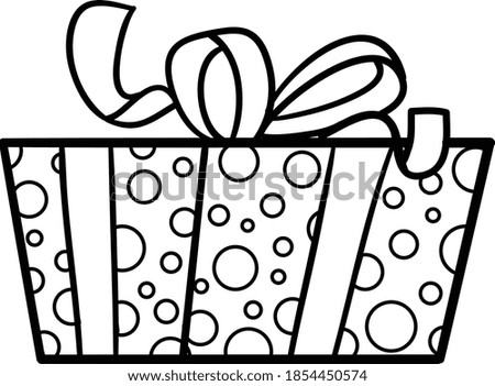 Black and White Cartoon of Christmas or Birthday Present or Gift Object Clip Art for Coloring Book Illustration