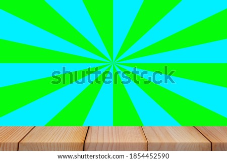 wood floor texture and green sunburst background empty room with space