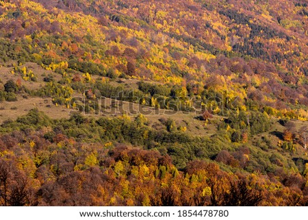 Autumnal sundown view on hills