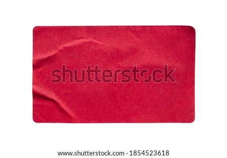 Red paper sticker label isolated on white background