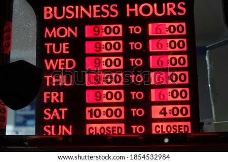 Business Hours Neon Sign Storefront