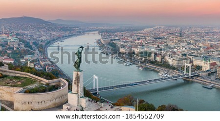 aerial view of Citadella Budapest Royalty-Free Stock Photo #1854552709