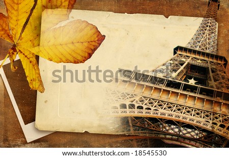 autumn in Paris - retro background with old  page