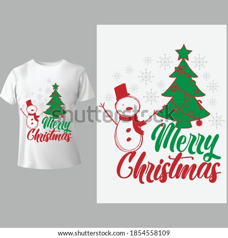 Merry Christmas typography with decorations / Textile graphic t shirt print / Vector illustration design.