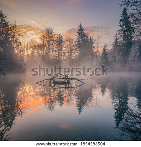 Sunrise over the river aare in switzerland