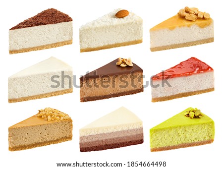 Piece of cheesecake isolated on white background, clipping path, full depth of field Royalty-Free Stock Photo #1854664498