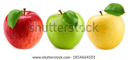 colorful apples, red green and yellow fruit, isolated on white background, clipping path, full depth of field Royalty-Free Stock Photo #1854664501