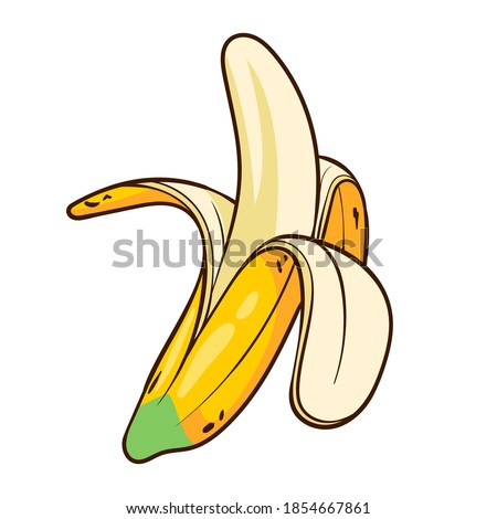 Cartoon bananas. banana snack or vegetarian nutrition. peel banana, Tropical fruits, yellow fruit, and a bunch of bananas. Isolated vector illustration