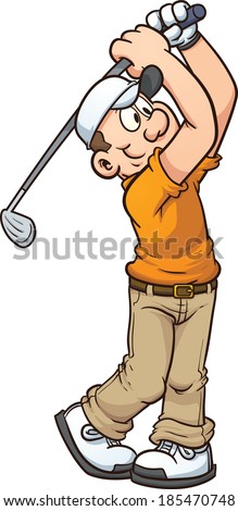 Cartoon golfer. Vector clip art illustration with simple gradients. All in a single layer. 
