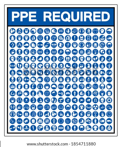 Set Of PPE Required Symbol Sign, Vector Illustration, Isolated On White Background Label .EPS10