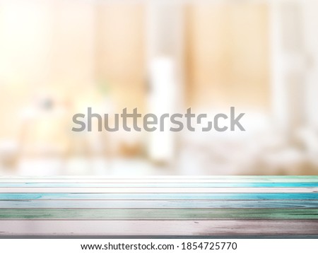 Old Top Wood Table with Blur Background
