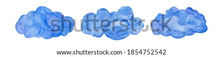 Air clouds watercolor illustration white background blue sky clip art