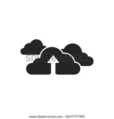 Clouds online upload computing connections server flat icon isolated on white background vector illustration.