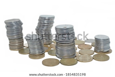 Indian Currency Coins isolated on white background