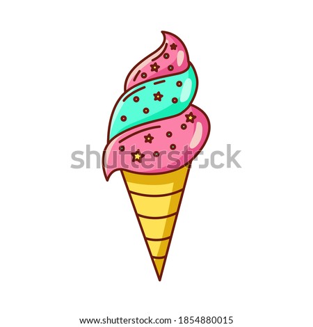 Vector sketch ice cream. Clip art. Sticker. Suitable for printing on paper, fabric.