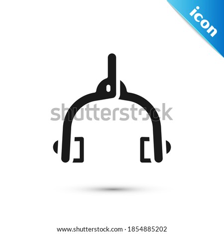 Grey Bicycle brake calipers dual pivot icon isolated on white background. Bicycle brake wire.  Vector