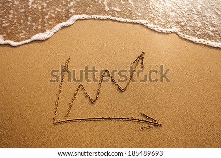 growth in business, chart drawn on the sand