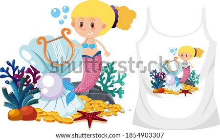 Mermaid theme outfit mock up illustration