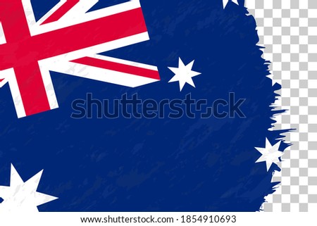 Horizontal Abstract Grunge Brushed Flag of Australia on Transparent Grid. Vector Template.
