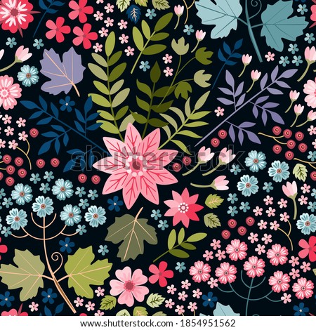 Colorful ditsy floral seamless pattern. Beautiful print for fabric
