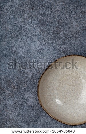 Vintage Rustic Plate on beautiful Stone textured background. Minimalist Style. Template for Poster Banner Cooking Baking Workshop Course