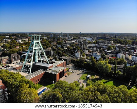 Bochum city, Germany. Industrial heritage of Ruhr region. Former coal mine, currently German Mining Museum. Royalty-Free Stock Photo #1855174543