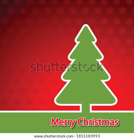 Christmas pine Tree on red Background. Line icon. Illustration Vector.