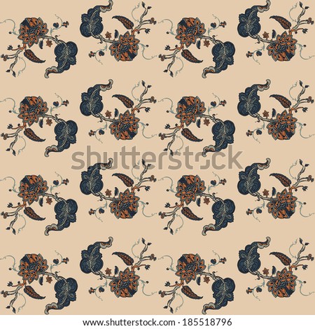 Elegant Seamless pattern with flowers ornament, vector floral illustration in vintage style