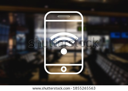 Public wifi network background. Internet mobile phone symbol. Smart phone internet connection. Airport public network. Internet access zone.