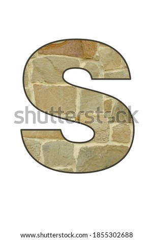 a capital letter S for stone artwork with closeup building wall photo and typography to make a modern and stylish alphabet art graphic