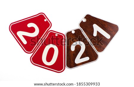 Numbers 2021 on white background. New year's holiday concept, copy space, banner