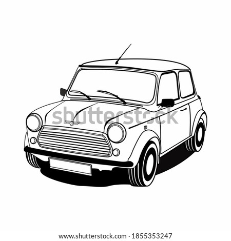 Old classic car vector illustration. Vintage car illustration. Retro car illustration. Royalty-Free Stock Photo #1855353247