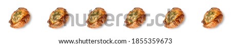 Seamless pattern of grilled chicken sprinkled with spices on a white background. The view from the top. Original packaging design