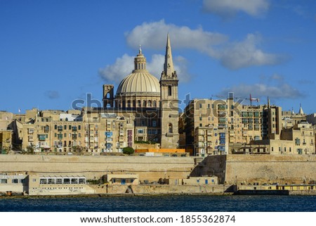 St Paul's Pro-Cathedral dominating the skyline of Valletta, Malta
