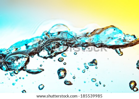  Water wave and bubble on a colored  background 