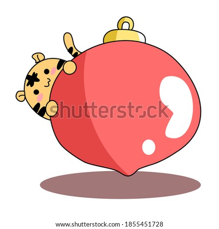 Cute tiger with Christmas ball