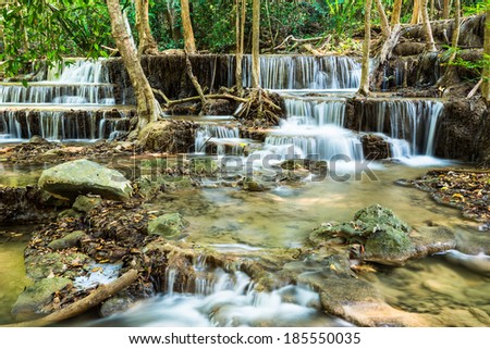 Waterfall in Tropical forest at Huay Mae Kamin