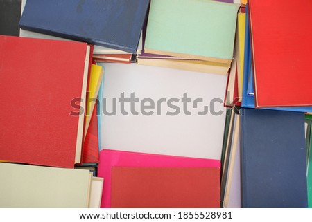 Books on the table with white space for text advertisements or notices