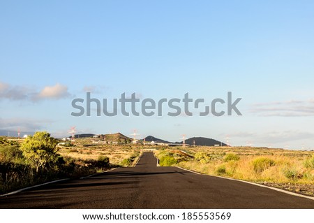 Long Empty Desert Road in Tenerife Canary Islands Spain