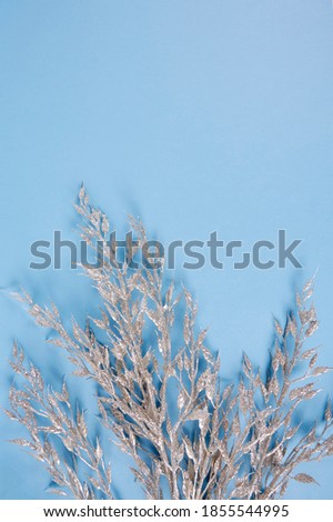 Christmas decoration on  a blue surface