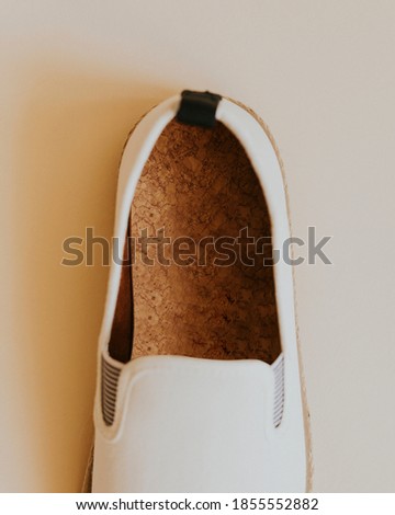 Men&#39;s white espadrilles slip-on rubber cork insole mockup