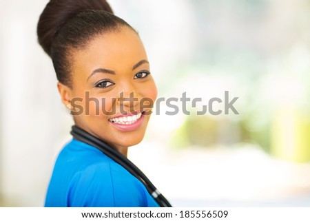 close up portrait of african female medical intern 