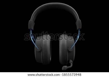 3D rendering of gaming headphones with microphone on black background with clipping path. Concept of cloud gaming and game streaming services