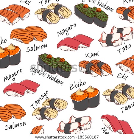 Background Sushi set, vector